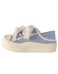 Женские кеды из холста низкие бежево-голубые, цвет Blue Jimixiong