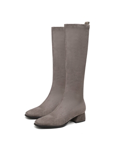 Высокие сапоги женские черно-серые (тонкий флис), цвет Gray (Thin Fleece) Foxer