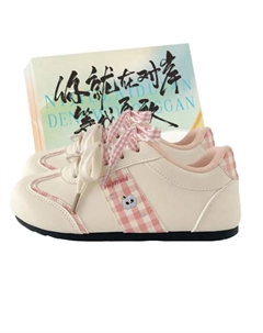 Женские низкие скейтерские кроссовки бежево-розовые с коробкой, цвет Beige Pink+Shoe Box Jimixiong