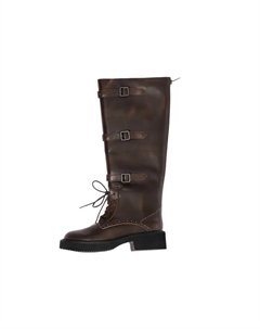 Коричневые лакированные женские высокие сапоги, цвет Brown Polished Lost in echo