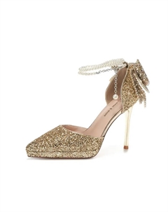 Золотые женские туфли на тонком каблуке 10,5 см, цвет Gold Weishibangwei