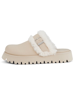 Маленькие женские закрытые тапочки на каблуке 3,8 см бежевые, цвет Beige Beige Charles&keith