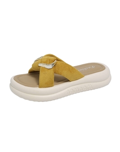 Тихие противоскользящие шлепанцы-слипоны женские желтые, цвет Yellow Reihung