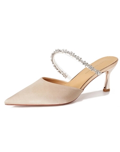 Женские закрытые тапочки на каблуке 6,5 см шампань, цвет Champagne 6.5CM Goso