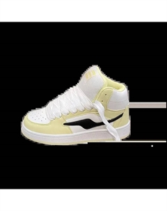 Женские мид-топ скейтборд кроссовки бело-желтые, цвет White Yellow Jimixiong