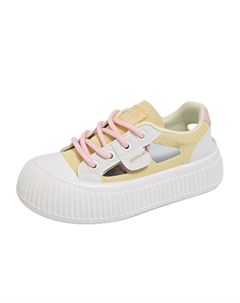 Дышащие женские скейтерские кеды низкие желто-розовые, цвет Yellow Pink Tonybear