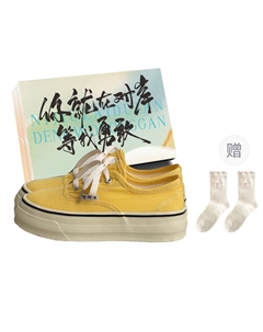 Женские низкие кеды из холста Желтый Box+Подарочные носки, цвет Yellow Box+Gift Socks Jimixiong