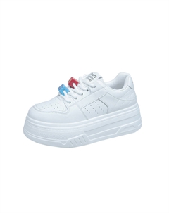 Антискользящие и износостойкие низкие скейтерские туфли для женщин с эффектом увеличения роста - белые, цвет White Tonybear