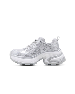 Серебряные массивные кроссовки женские, цвет Silver C°banner