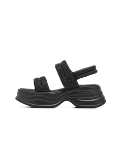 Женские сандалии на одной застежке черные, цвет Black C°banner