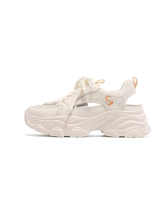 Дышащие и легкие массивные кроссовки женские низкие - бежево-оранжевый цвет, цвет Beige Orange Color Red dragonfly