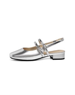 Женские сандалии на одной застежке серебристые, цвет Silver Red dragonfly