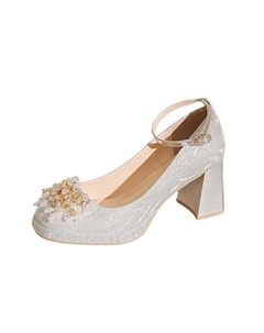 Женские туфли на платформе с массивным каблуком серебристые, цвет Silver Bigtree