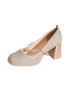 Женские туфли на высоком каблуке серебристые/золотистые шампань, цвет Champagne Gold Bigtree