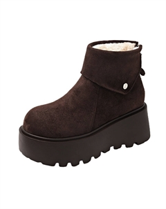 Женские короткие сапоги на платформе кофейного цвета, цвет Coffee Komanic