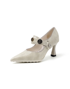 Туфли Мэри Джейн на массивном каблуке женские белые, цвет White Echo&yolo