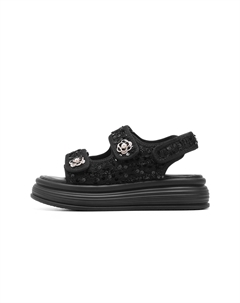 Женские сандалии на одной застежке черные, цвет Black C°banner