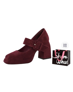 Туфли Мэри Джейн на массивном каблуке женские Ancora Red с подарочной сумкой, цвет Ancora Red+Shopping Bag Bigtree