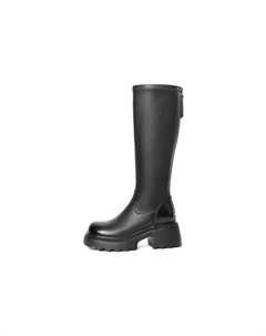 Коричневые кожаные ботфорты на каблуке 6 см, цвет Brown-Pleated Leather Belle