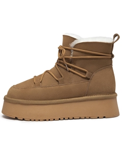 Тёплые утеплённые ботинки для женщин с эффектом увеличения роста - жёлто-коричневые, цвет Yellow Brown C°banner