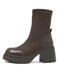 Женские черно-хаки замшевые угги на шнуровке с меховой подкладкой, цвет Black (Fleece-Lined) Comely