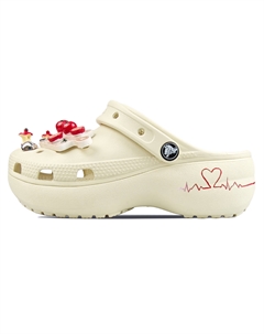 Классические платформенные клоги женские бежево-белые, цвет White Crocs