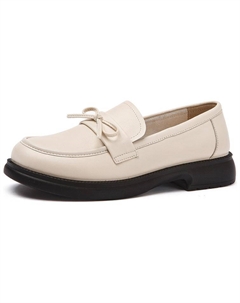 Лоферы женские черно-бежевые, цвет Ecru Aokang