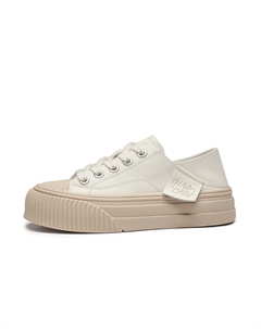 Износостойкие женские скейтерские кроссовки на низком ходу 3 см бело-абрикосовые, цвет White Apricot Hla