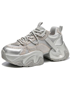 Серебряные женские кроссовки платформы 5,5 см, цвет Silver 15 mins