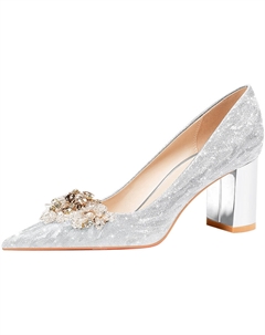 Женские туфли на платформе с массивным каблуком серебристые, цвет Silver Weishibangwei