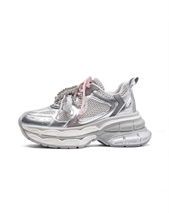 Высокие дышащие нескользящие массивные кеды женские серебристые, цвет Silver Exull q