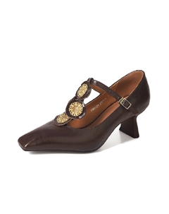 Женские туфли Мэри Джейн на массивном каблуке 6 размера - коричневые, цвет Brown Echo&yolo