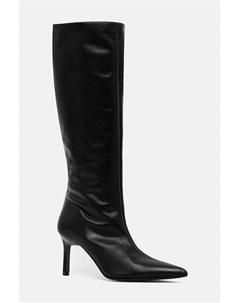 Кожаные ботинки до колена HEEL KNEE BOOT 70 LTH, черный Calvin klein