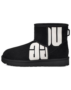 Угги женские Mini Broken Logo, черный / белый Ugg