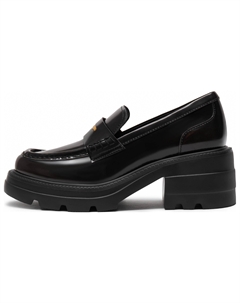 Маленькая чайка джазовые блестящие лоферы 6см женские, Обсидиановый черный Staccato