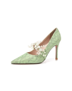 Зеленые женские туфли на тонком каблуке, цвет Green Weishibangwei