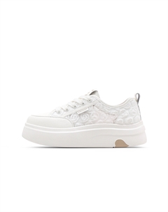 Женские скейтерские кеды лоу-топ бело-абрикосовые, цвет White Apricot C°banner