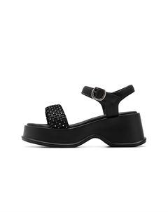 Женские сандалии на одной застежке черные, цвет Black C°banner