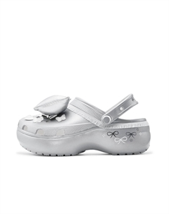 Классические платформенные клоги женские балетные серебристо-белые, цвет Ballet Silver White Crocs