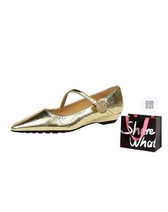 Золотые женские туфли Мэри Джейн на массивном каблуке с подарочной сумкой, цвет Gold+Shopping Bag Bigtree