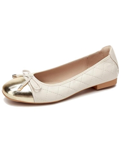 Женские повседневные туфли-лодочки - экрю+золото, цвет Ecru+Gold Quicheshoes