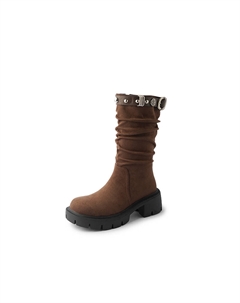 Женские коричневые полусапожки на каблуке 5,5 см, цвет Brown Yeezyy reezy