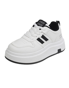 Женские скейтерские кроссовки бело-черные, цвет White Black Tonybear