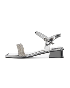 Сандалии с одной лямкой женские серебристые (высота каблука 3 см), цвет Silver (Heel Height 3cm) Josiny