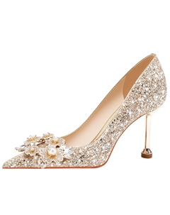 Женские туфли на высоком каблуке шампань, цвет Champagne Weishibangwei