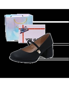 Женские туфли на платформе с массивным каблуком в подарочной коробке черного цвета с подарком, цвет Black Box Included Gift Included Yue elsa