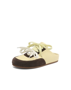 Женские тапочки с резиновой подошвой, кожаные, устойчивые к истиранию, с закрытым носком, желто-коричневые (подкладка из овчины), цвет Yellow Coffee (Sheepskin Lining) Rosa bianca