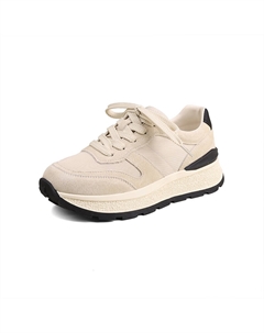 Амортизирующие нескользящие износостойкие повседневные туфли на платформе для женщин с низким верхом бежево-черные, цвет Beige Black Josiny