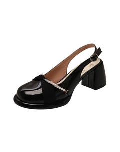 Женские туфли на платформе с массивным каблуком черные, цвет Black Umek