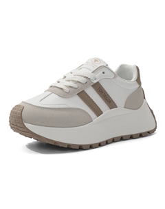 Женские повседневные низкие кроссовки с амортизацией, дышащие, легкие, увеличивающие рост - верх из камуфляжной кожи, цвет Khaki Leather Upper Tom tailor